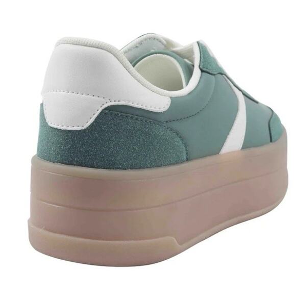 No Boundaries Sport Sneaker Women's White Green Platform Lace-up Size 10 - Picture 4 of 5